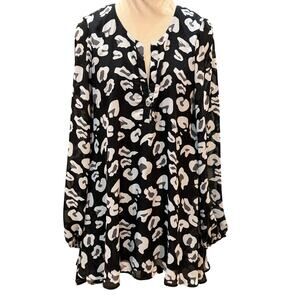 Show Me Your Mumu Blouse Black Gray Abstract Leopard Print Women’s L